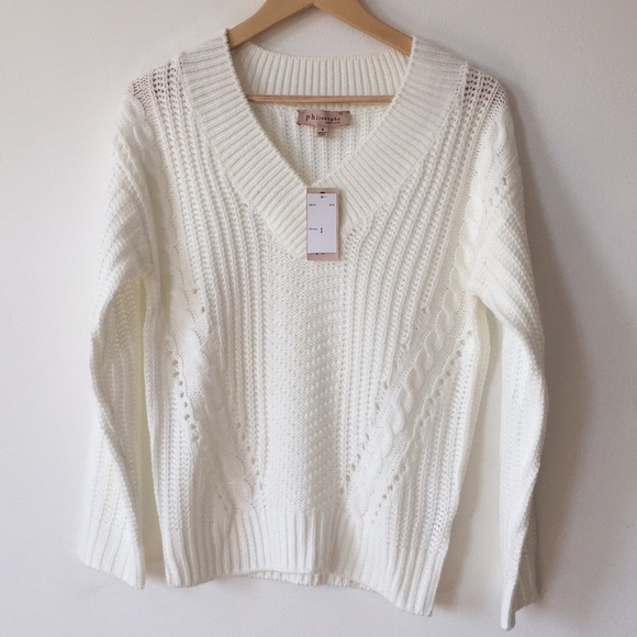 Anthropologie Sweaters - Anthropologie Philosophy White Knit Sweater